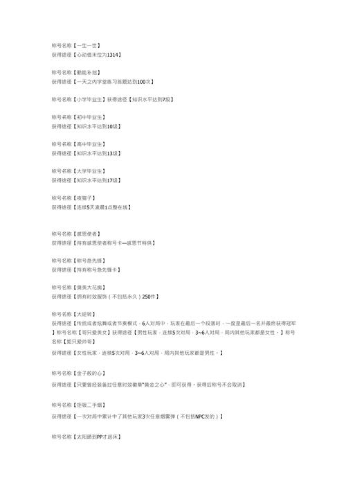 炫舞称号大全2013怎么获得？快速收集全称号！