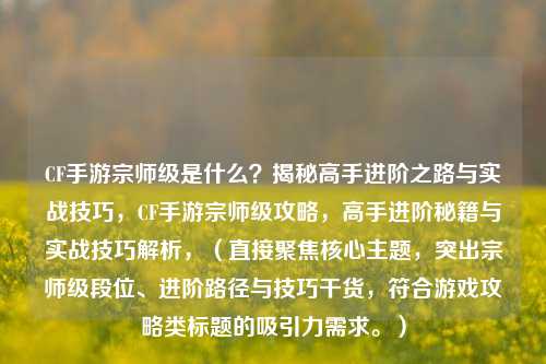 CF手游宗师级是什么？揭秘高手进阶之路与实战技巧，CF手游宗师级攻略，高手进阶秘籍与实战技巧解析，（直接聚焦核心主题，突出宗师级段位、进阶路径与技巧干货，符合游戏攻略类标题的吸引力需求。）
