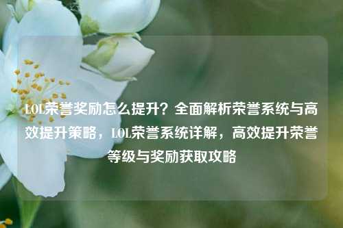 LOL荣誉奖励怎么提升？全面解析荣誉系统与高效提升策略，LOL荣誉系统详解，高效提升荣誉等级与奖励获取攻略