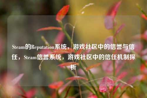 Steam的Reputation系统，游戏社区中的信誉与信任，Steam信誉系统，游戏社区中的信任机制探析