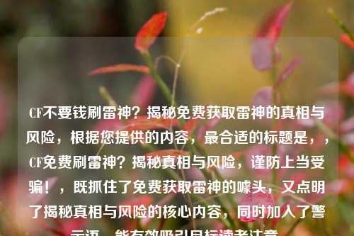 CF不要钱刷雷神？揭秘免费获取雷神的真相与风险，根据您提供的内容，最合适的标题是，，CF免费刷雷神？揭秘真相与风险，谨防上当受骗！，既抓住了免费获取雷神的噱头，又点明了揭秘真相与风险的核心内容，同时加入了警示语，能有效吸引目标读者注意。