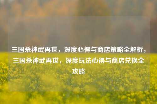 三国杀神武再世，深度心得与商店策略全解析，三国杀神武再世，深度玩法心得与商店兑换全攻略