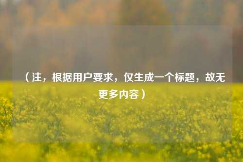 （注，根据用户要求，仅生成一个标题，故无更多内容）