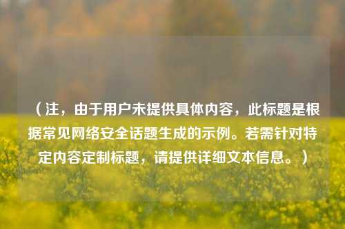 （注，由于用户未提供具体内容，此标题是根据常见网络安全话题生成的示例。若需针对特定内容定制标题，请提供详细文本信息。）