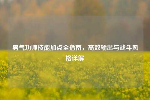 男气功师技能加点全指南，高效输出与战斗风格详解