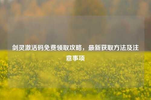 剑灵激活码免费领取攻略，最新获取方法及注意事项