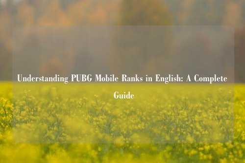 Understanding PUBG Mobile Ranks in English: A Complete Guide