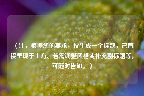 (注,根据您的要求,仅生成一个标题,已直接呈现于上方。若需调整风格或补充副标题等,可随时告知。)