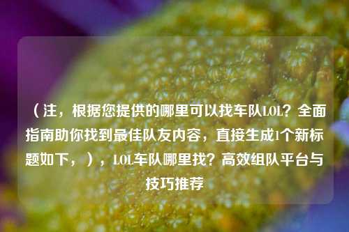 (注,根据您提供的哪里可以找车队LOL?全面指南助你找到最佳队友内容,直接生成1个新标题如下,),LOL车队哪里找?高效组队平台与技巧推荐