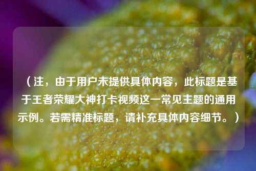 (注,由于用户未提供具体内容,此标题是基于王者荣耀大神打卡视频这一常见主题的通用示例。若需精准标题,请补充具体内容细节。)