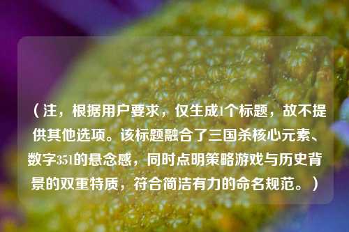 (注,根据用户要求,仅生成1个标题,故不提供其他选项。该标题融合了三国杀核心元素、数字351的悬念感,同时点明策略游戏与历史背景的双重特质,符合简洁有力的命名规范。)