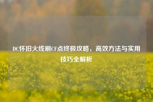 DC怀旧火线刷CF点终极攻略,高效方法与实用技巧全解析