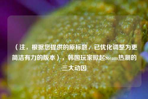 （注，根据您提供的原标题，已优化调整为更简洁有力的版本），韩国玩家掀起Steam热潮的三大动因