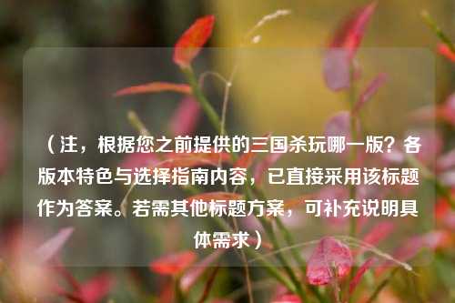 （注，根据您之前提供的三国杀玩哪一版？各版本特色与选择指南内容，已直接采用该标题作为答案。若需其他标题方案，可补充说明具体需求）