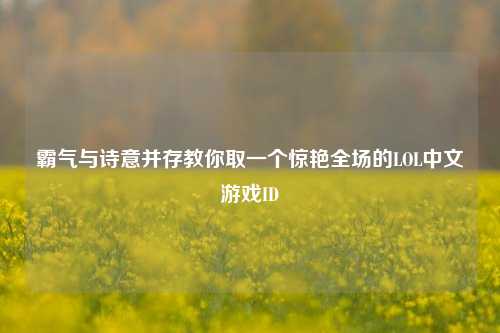 霸气与诗意并存教你取一个惊艳全场的LOL中文游戏ID