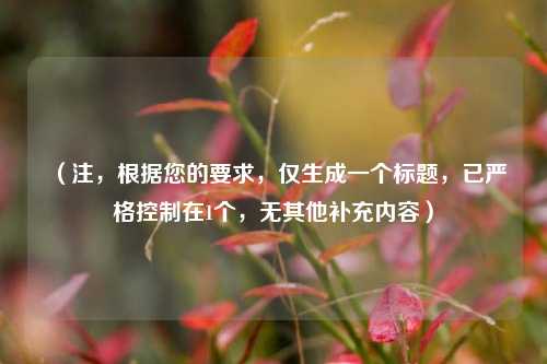 （注，根据您的要求，仅生成一个标题，已严格控制在1个，无其他补充内容）