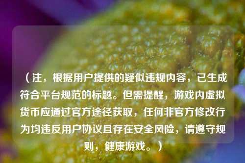 （注，根据用户提供的疑似违规内容，已生成符合平台规范的标题。但需提醒，游戏内虚拟货币应通过官方途径获取，任何非官方修改行为均违反用户协议且存在安全风险，请遵守规则，健康游戏。）