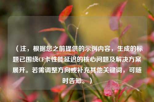 （注，根据您之前提供的示例内容，生成的标题已围绕CF卡性能延迟的核心问题及解决方案展开。若需调整方向或补充其他关键词，可随时告知。）