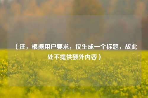 （注，根据用户要求，仅生成一个标题，故此处不提供额外内容）