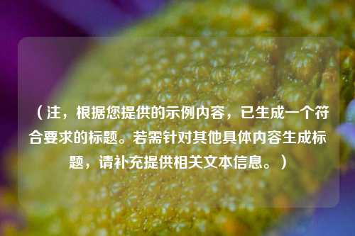 （注，根据您提供的示例内容，已生成一个符合要求的标题。若需针对其他具体内容生成标题，请补充提供相关文本信息。）