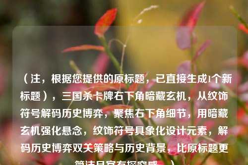 （注，根据您提供的原标题，已直接生成1个新标题），三国杀卡牌右下角暗藏玄机，从纹饰符号解码历史博弈，聚焦右下角细节，用暗藏玄机强化悬念，纹饰符号具象化设计元素，解码历史博弈双关策略与历史背景，比原标题更简洁且富有探究感。）